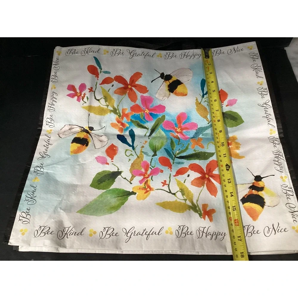 Home Goods Reusable Shopping Tote‎ Bag Bundle, Lemon Floral Bee Kind Pink White